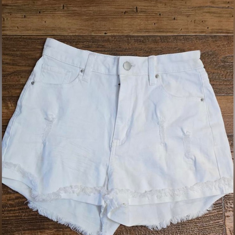 Angel Kiss Los Angeles High Waisted White Distressed Shorts Size 5/27